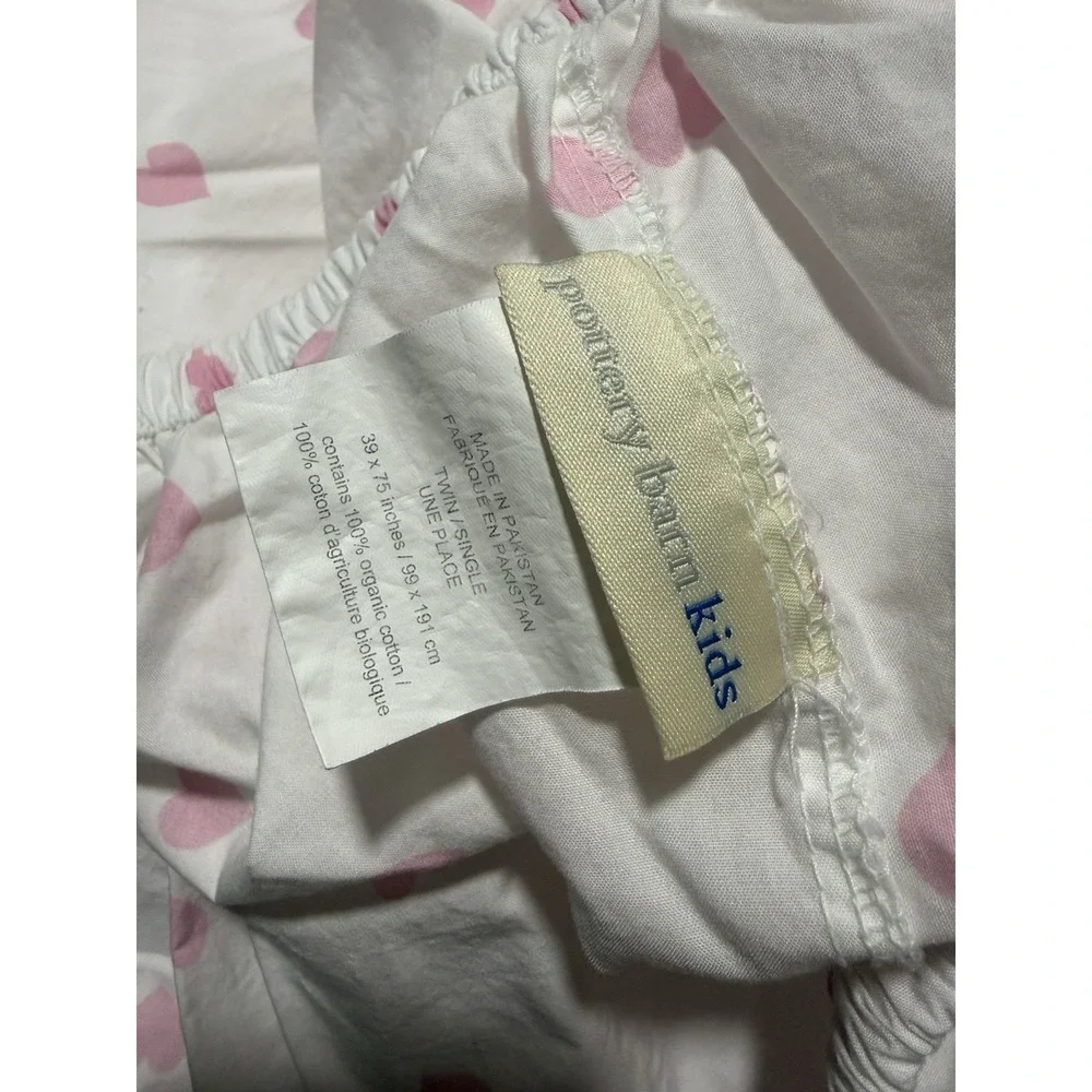 Pottery Barn Kids Twin Fitted Sheet Only Pink Hearts W‎ Organic Cotton Girls